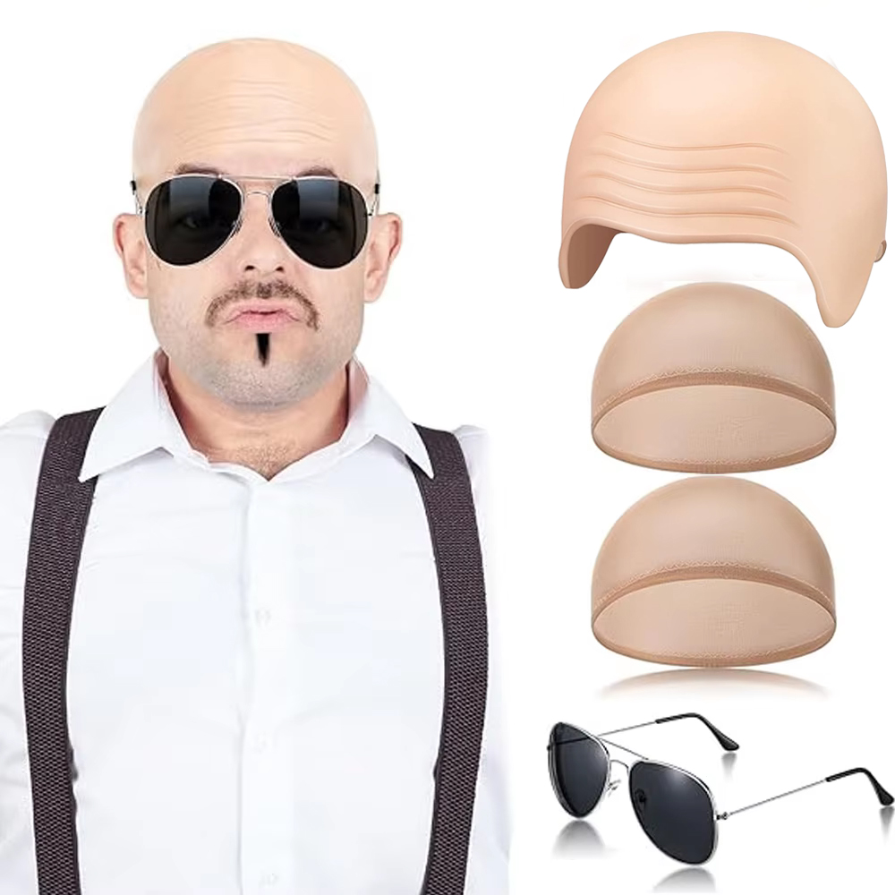 Men Accessories Combo Set - Ensemble de bonnets chauve de maquillage,