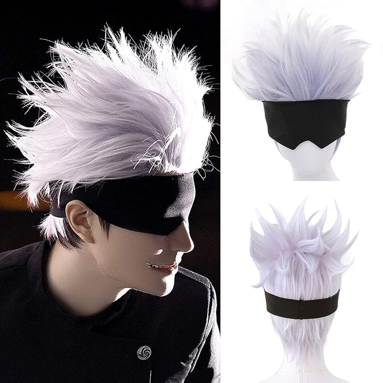 Men Accessories Silver - Perruque de Cosplay Courte et Ondulée