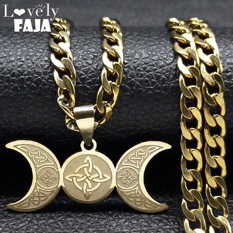 Men Accessories Aesthetic - Wicca Triple lune croissant déesse sorcière
