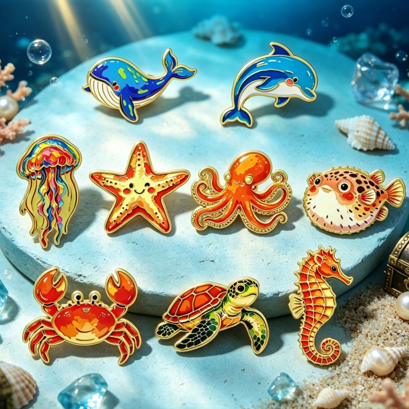 Broche en émail animaux marins - Lapel Pin Enamel avis et prix