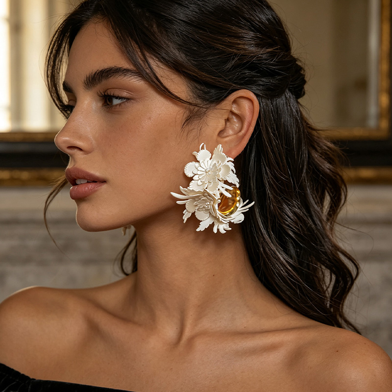 Boucles d'oreilles florales bl - Men Accessories Aesthetic avis et prix