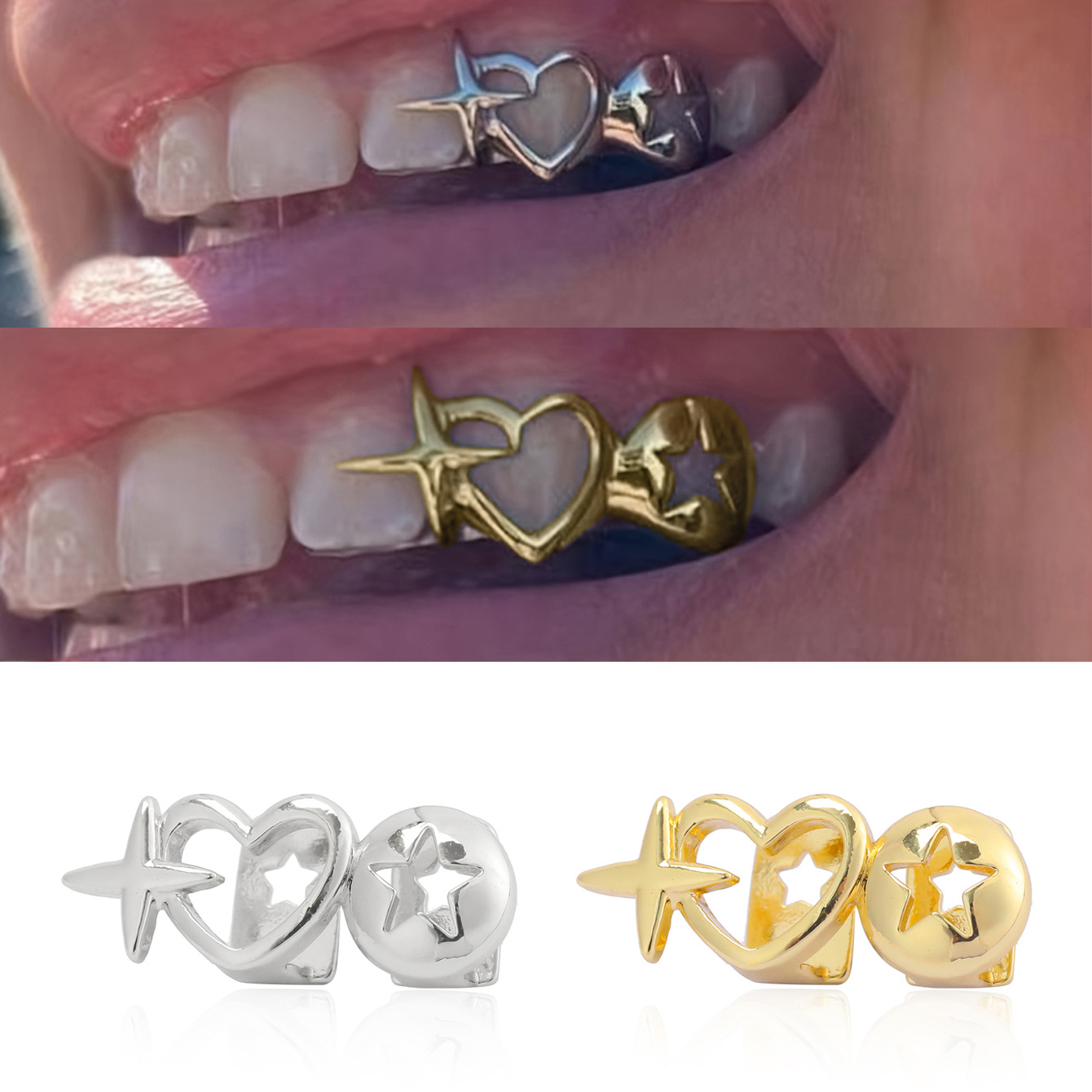 Punk Hip Hop creux coeur dents - Men Accessories Silver avis et prix